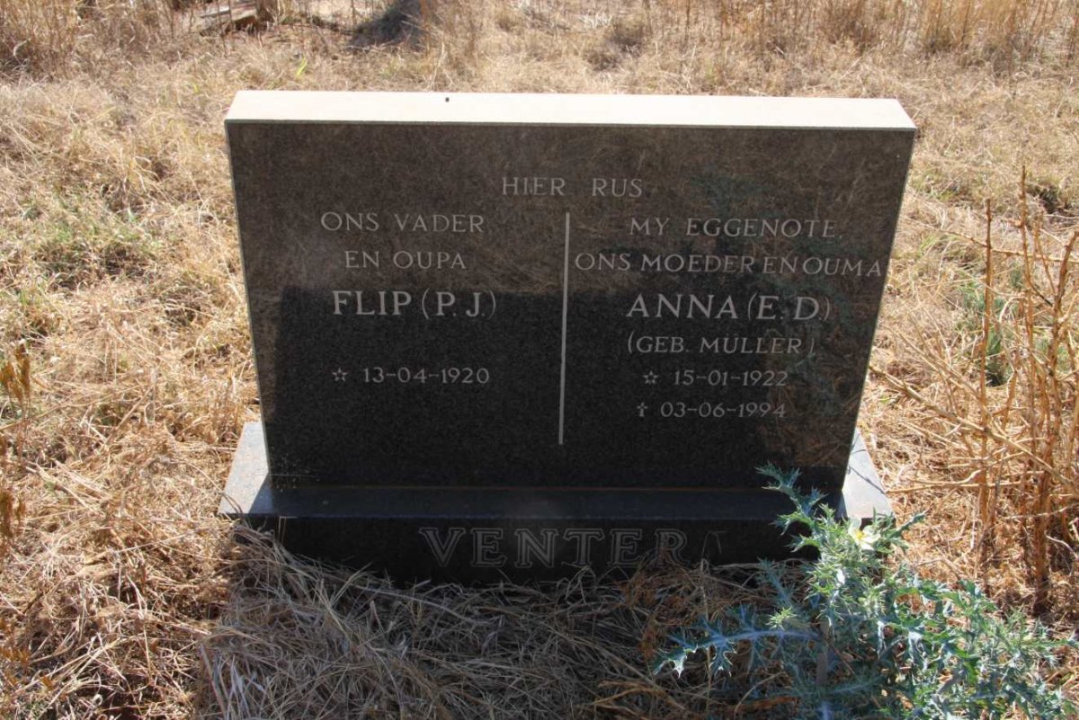 VENTER P.J. 1920- &amp; E.D. MULLER 1922-1994