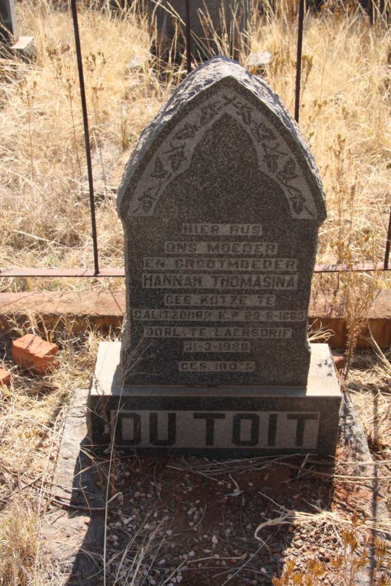 TOIT Hannah Thomasina, du nee KOTZE 1885-1914