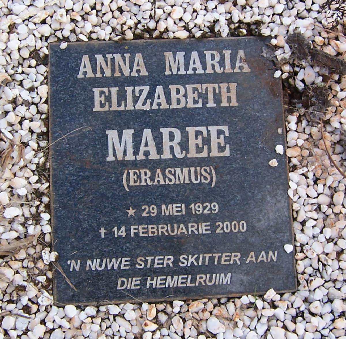 MAREE Anna Maria Elizabeth nee ERASMUS 1929-2000