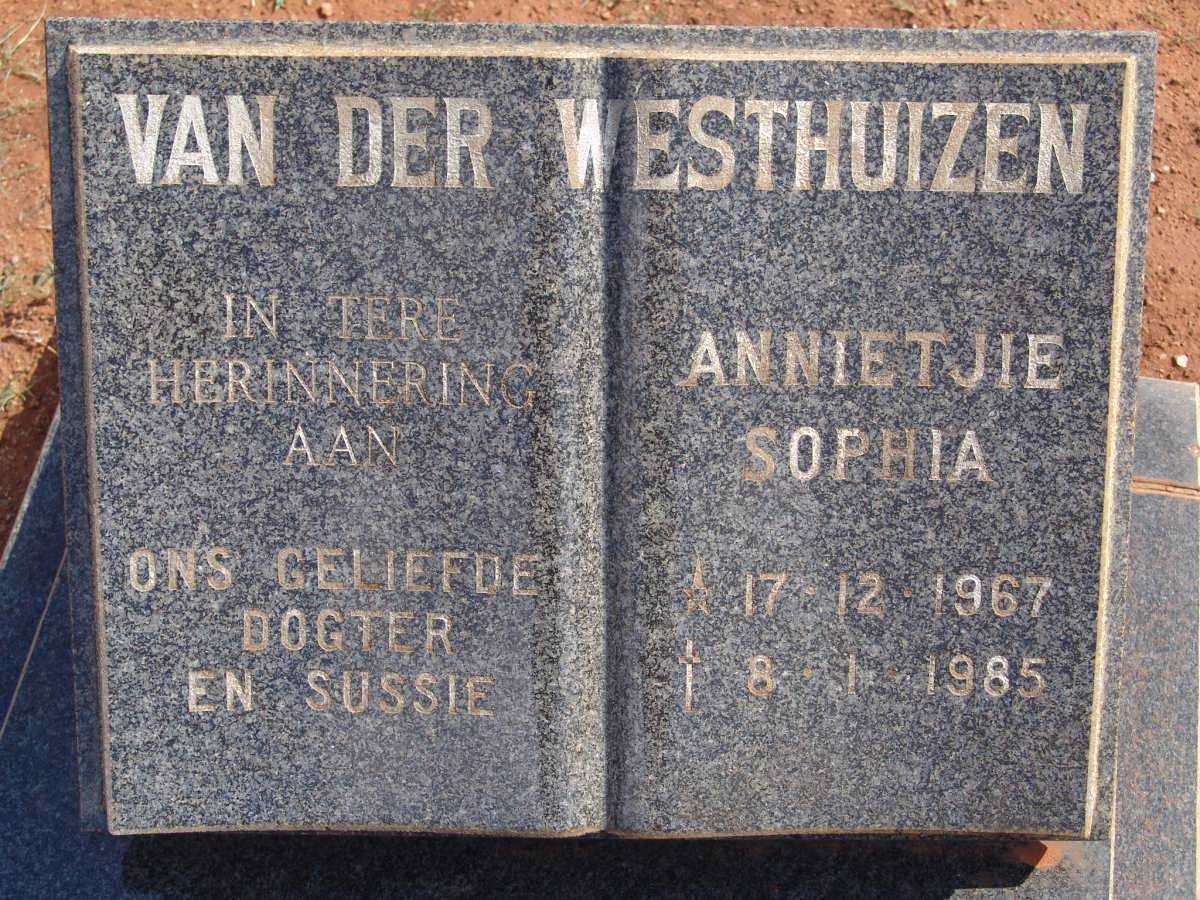 WESTHUIZEN Annietjie Sophia, van der 1967-1985