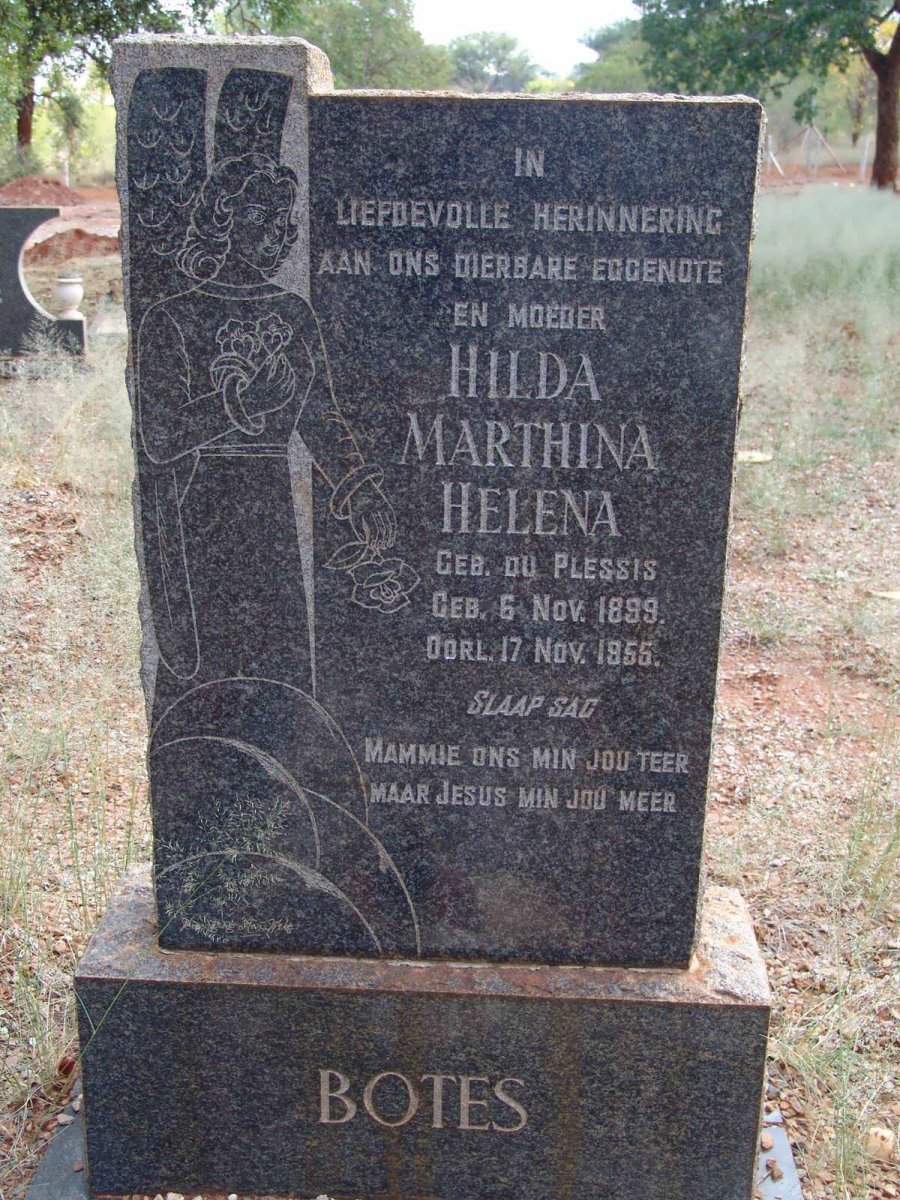 BOTES Hilda Marthina Helena nee DU PLESSIS 1899-1955