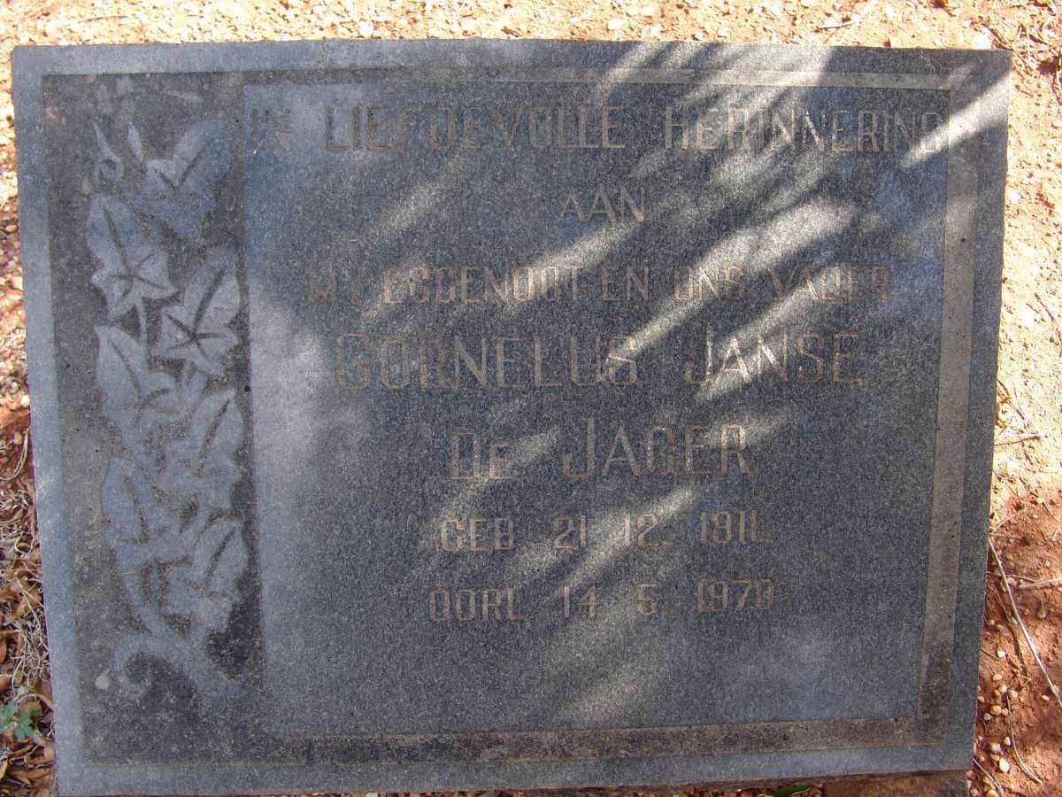 JAGER Cornelus Janse, de 1911-1970