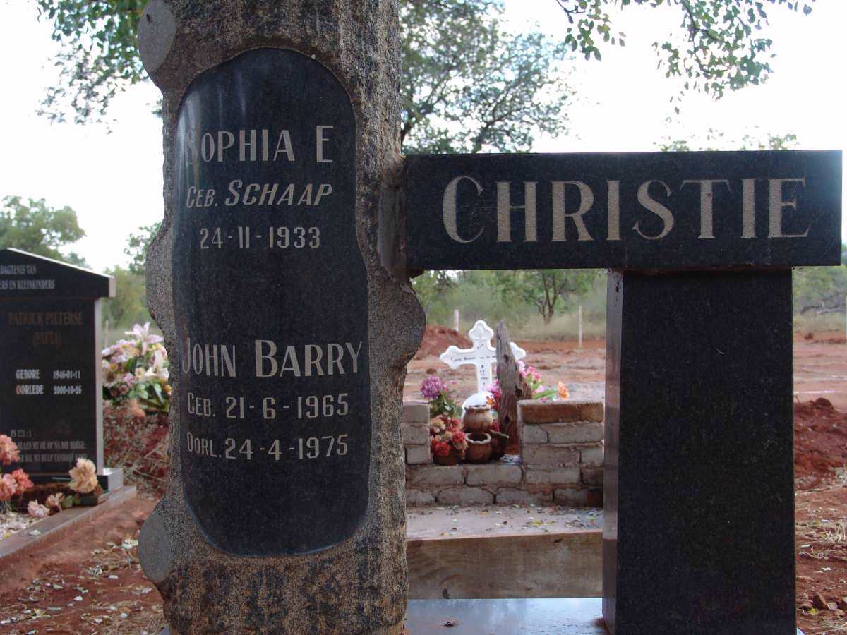 CHRISTIE John Barry 1965-1975 :: CHRISTIE Sophia E. nee SCHAAP  1933-