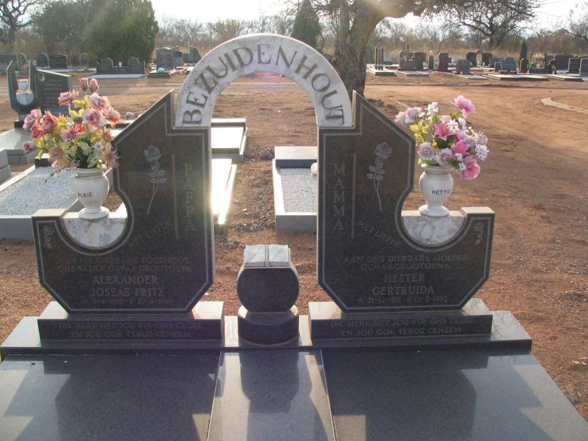 BEZUIDENHOUT Alexander Joseas Fritz 1918-1989 &amp; Hester Gertruida 1917-1992