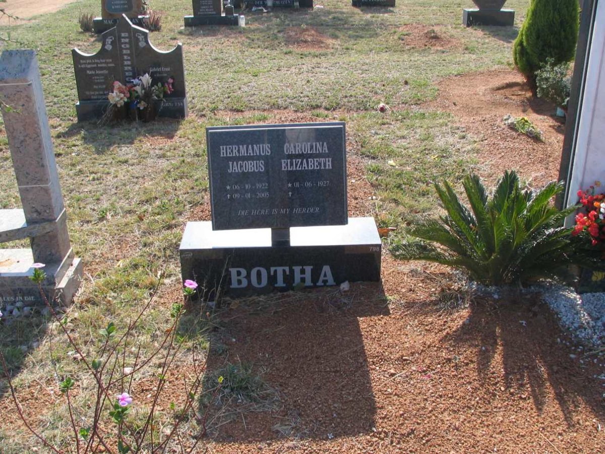BOTHA Hermanus Jacobus 1922-2005 &amp; Carolina Elizabeth 1927-
