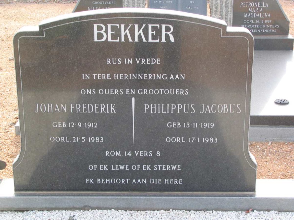 BEKKER John Frederik 1912-1983 :: BEKKER Philippus Jacobus 1919-1983