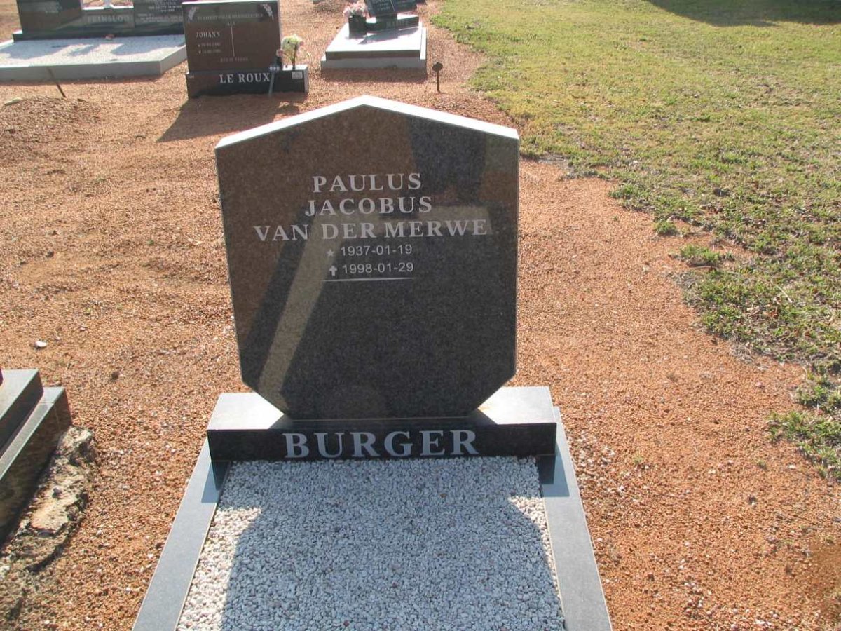 BURGER Paulus Jacobus van der Merwe 1937-1998