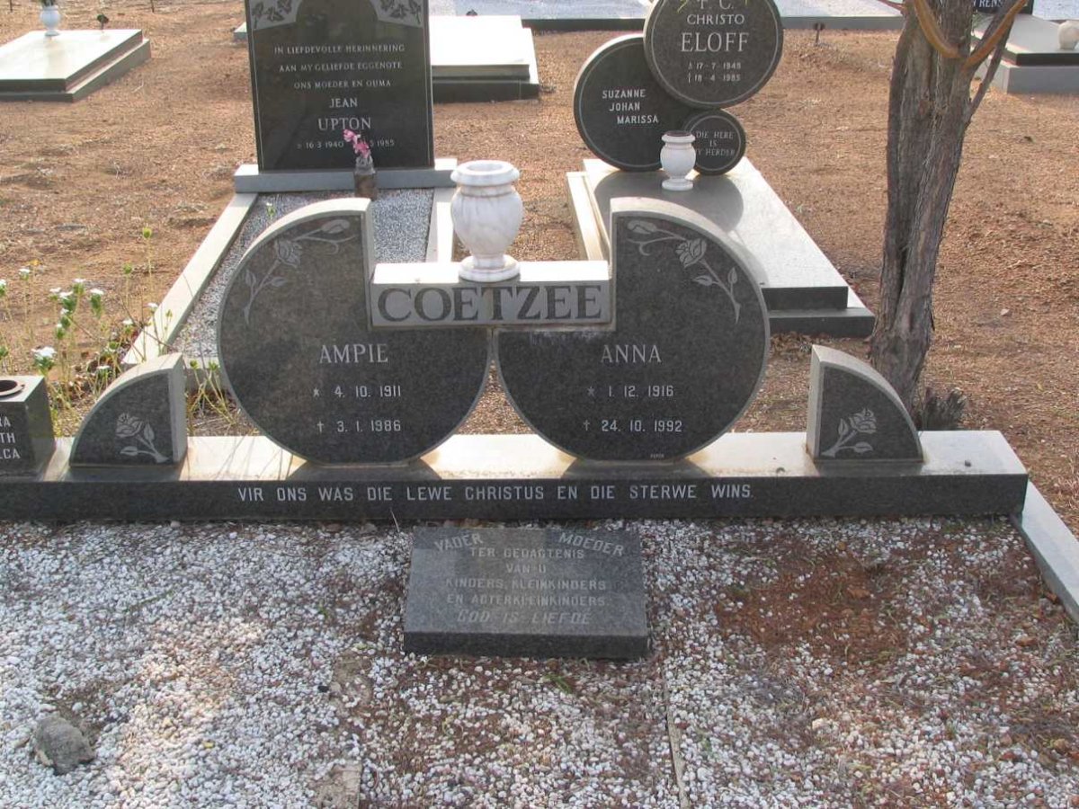 COETZEE Ampie 1911-1986 &amp; Anna 1916-1992