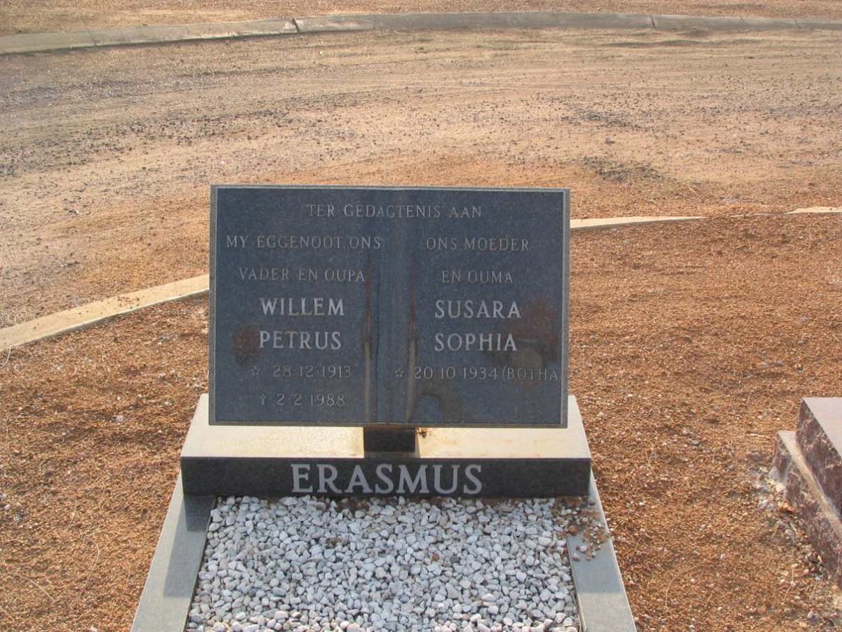 ERASMUS Willem Petrus 1913-1988 &amp; Susara Sophia BOTHA 1934-