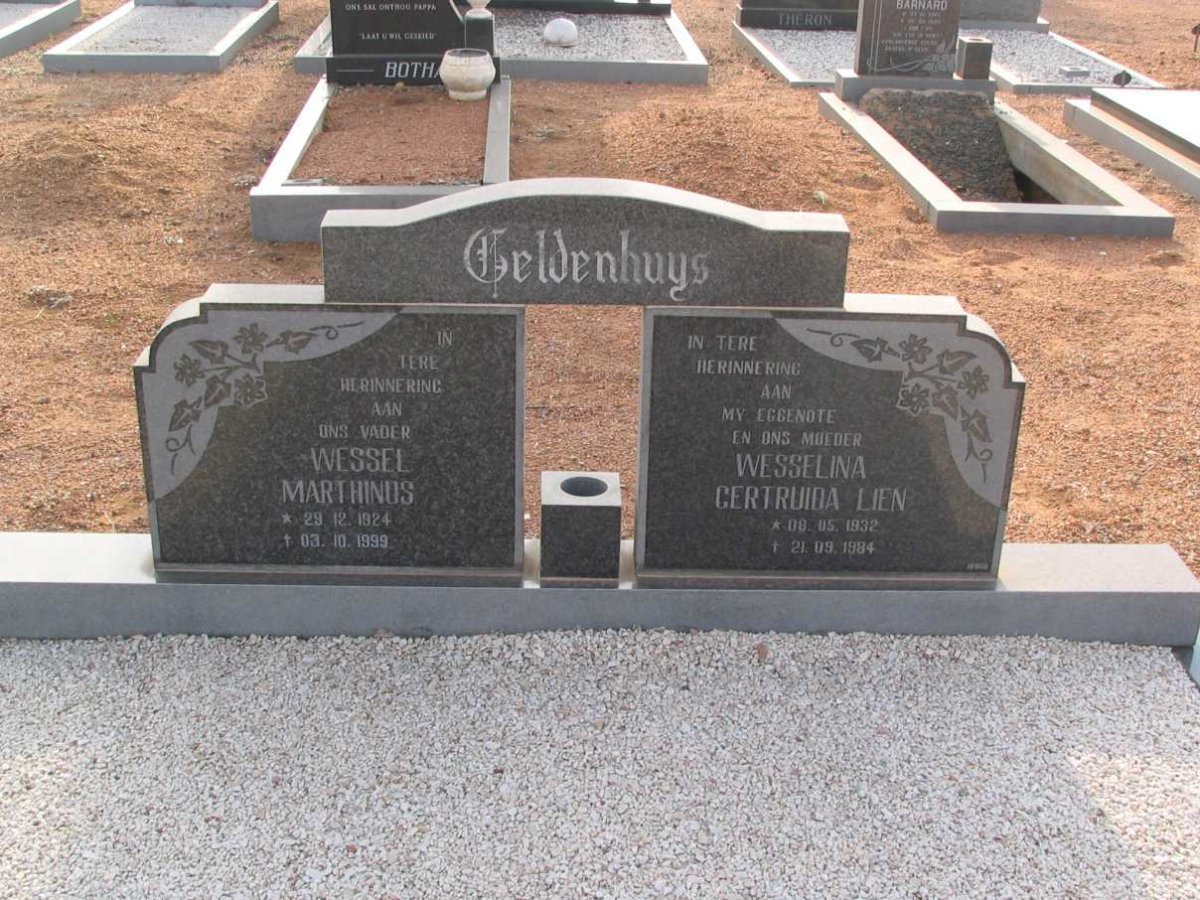 GELDENHUYS Wessel Marthinus 1924-1999 &amp; Wesselina Gertruida Lien 1932-1984