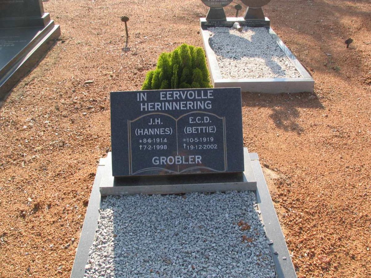 GROBLER J.H. 1914-1998 &amp; E.C.D. 1919-2002