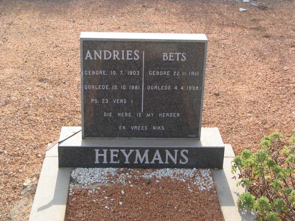 HEYMANS Andries 1903-1981 &amp; Bets 1910-1998