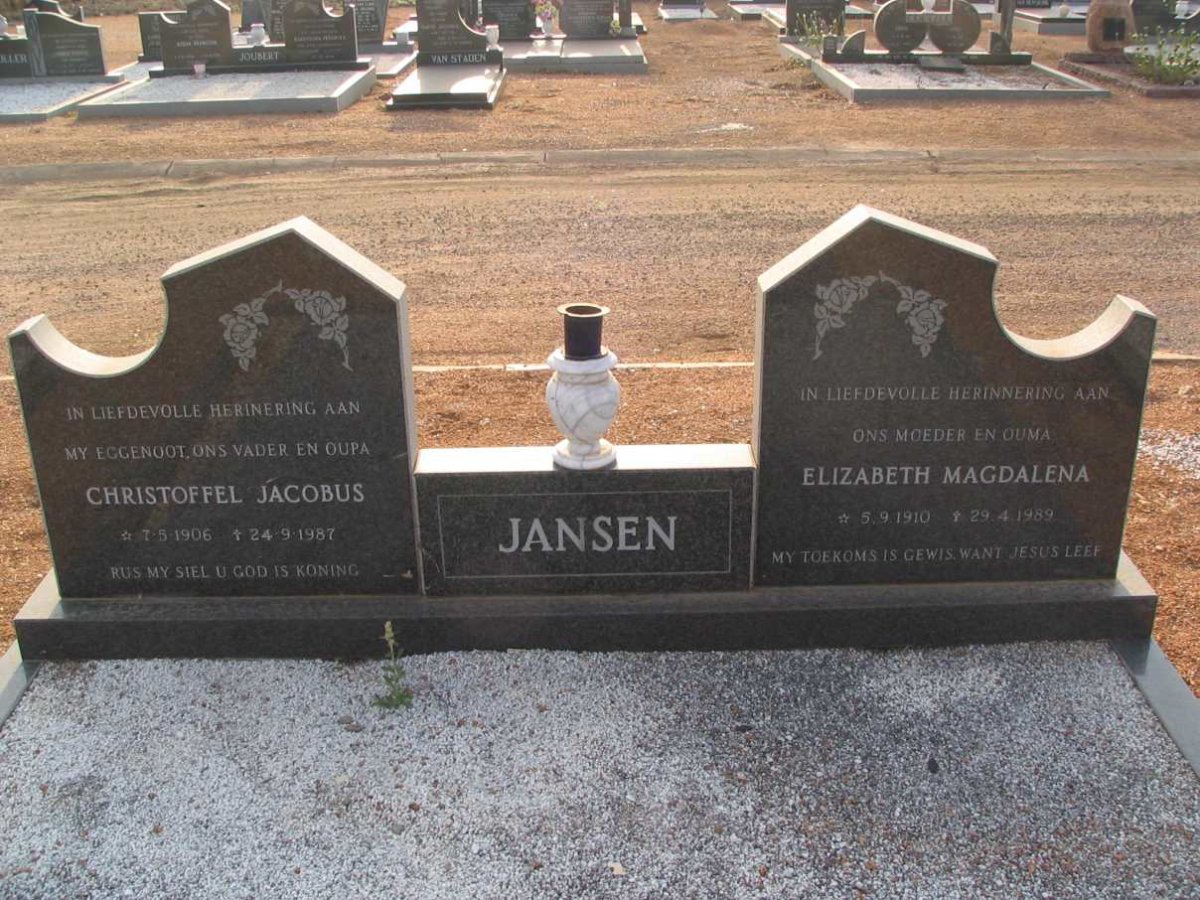 JANSEN Christoffel Jacobus 1906-1987 &amp; Elizabeth Magdalena 1910-1989