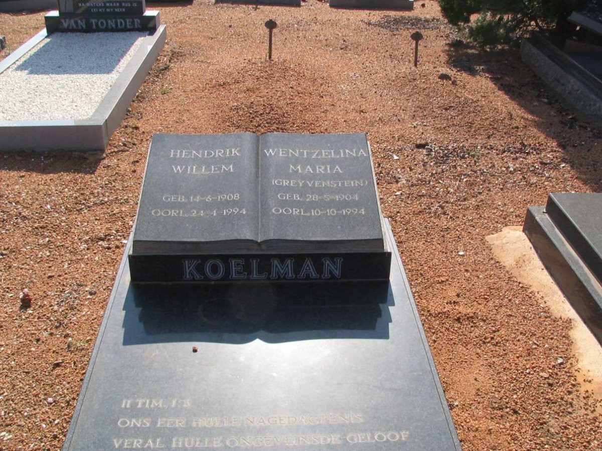 KOELMAN Hendrik Willem 1908-1994 &amp; Wentzelina Maria GREYVENSTEIN 1904-1994