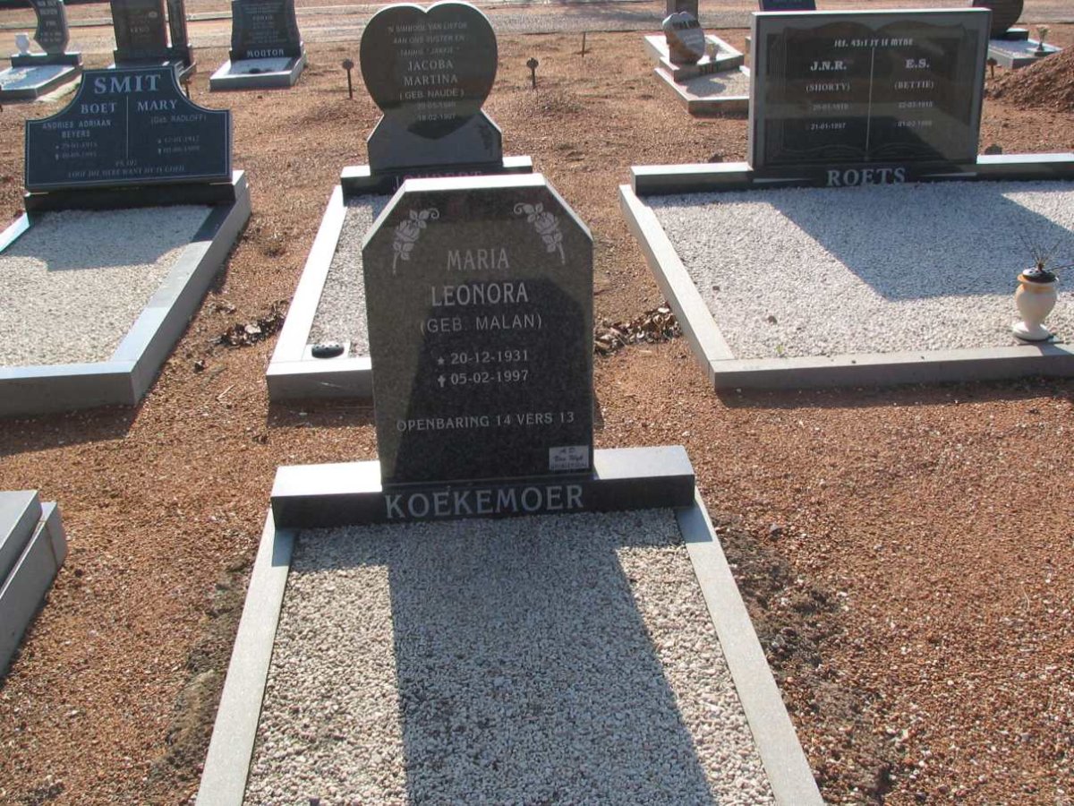 KOEKEMOER Maria Leonora nee MALAN 1931-1997