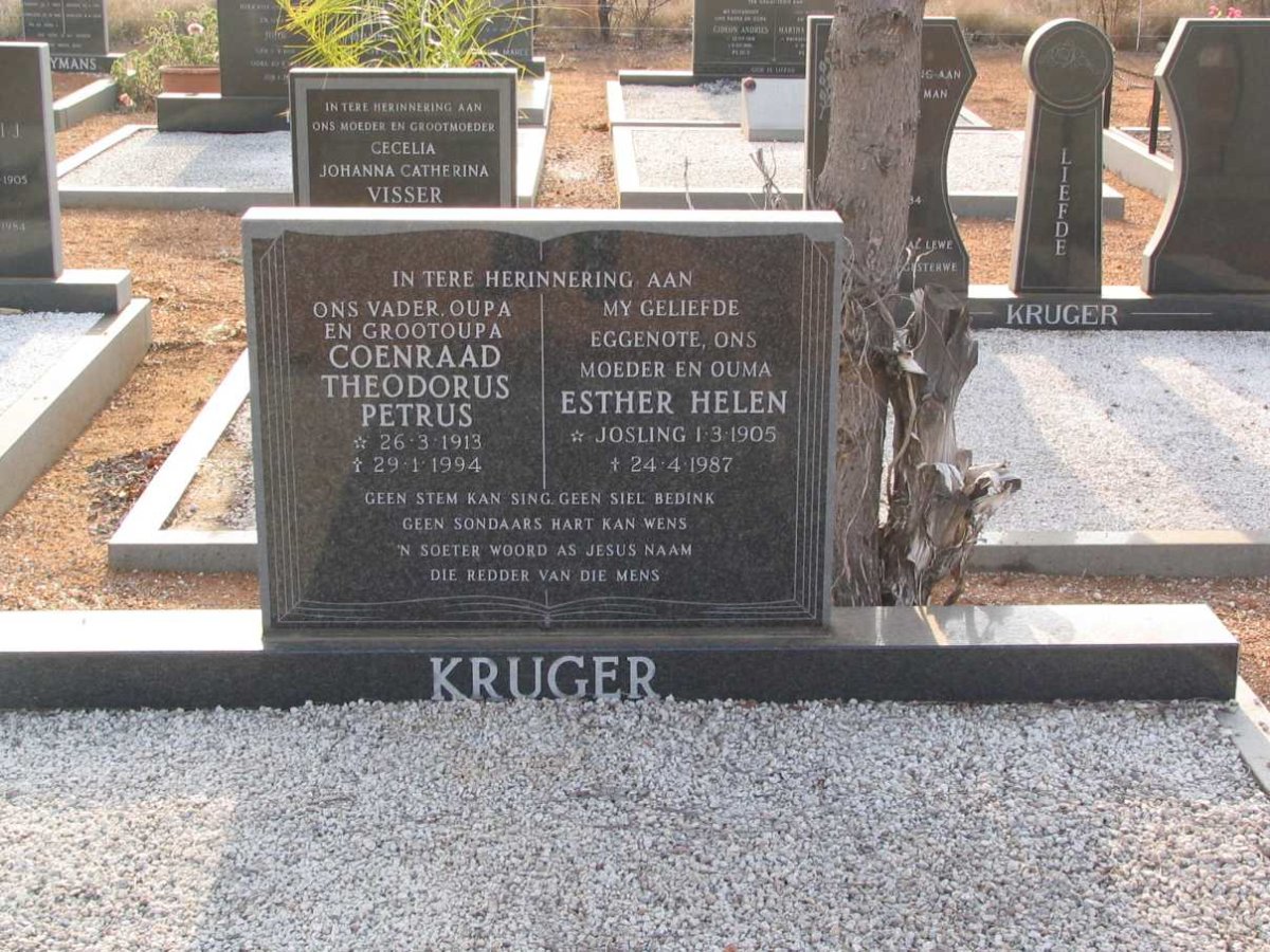 KRUGER Coenraad Theodorus Petrus 1913-1994 &amp; Esther Helen JOSLING 1905-1987