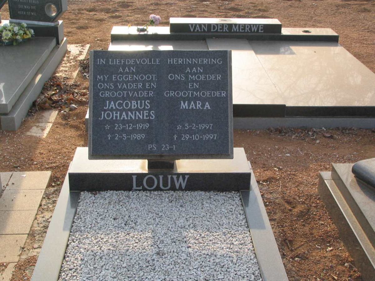 LOUW Jacobus 1919-1989 &amp; Mara -1997