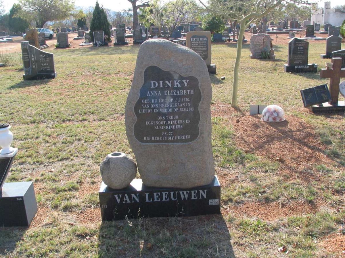 LEEUWEN Anna Elizabeth, van  nee DU TOIT 1936-2003
