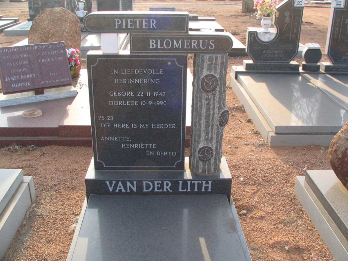 LITH Pieter Blomerus, van der 1943-1990