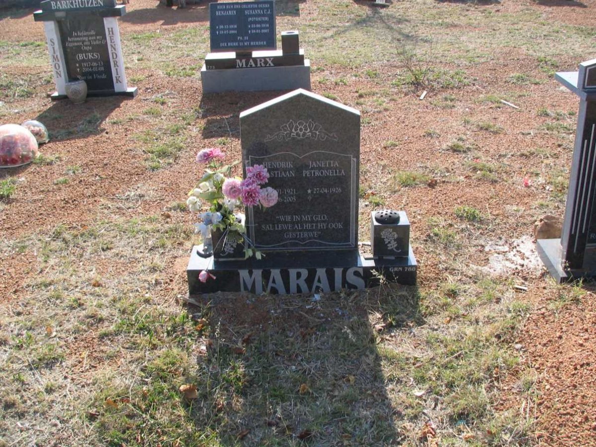 MARAIS Hendrik Christiaan 1921-2005 &amp; Janetta Petronella 19?6-