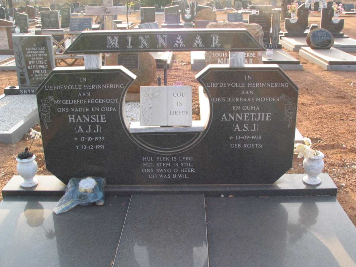 MINNAAR A.J.J. 1929-1991 &amp; A.S.J. ROETS 1938-