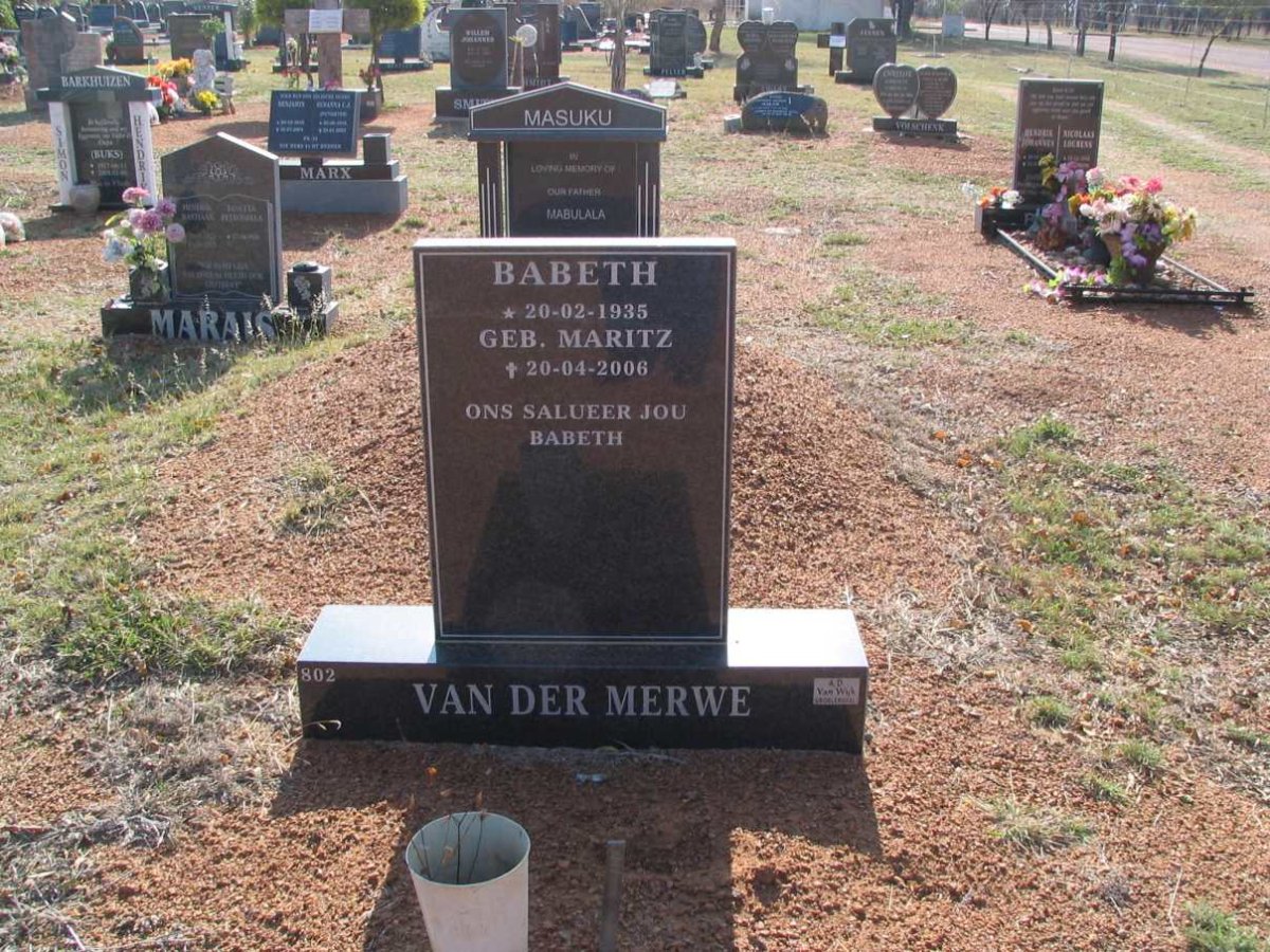 MERWE Babeth, van der nee MARITZ 1935-2006