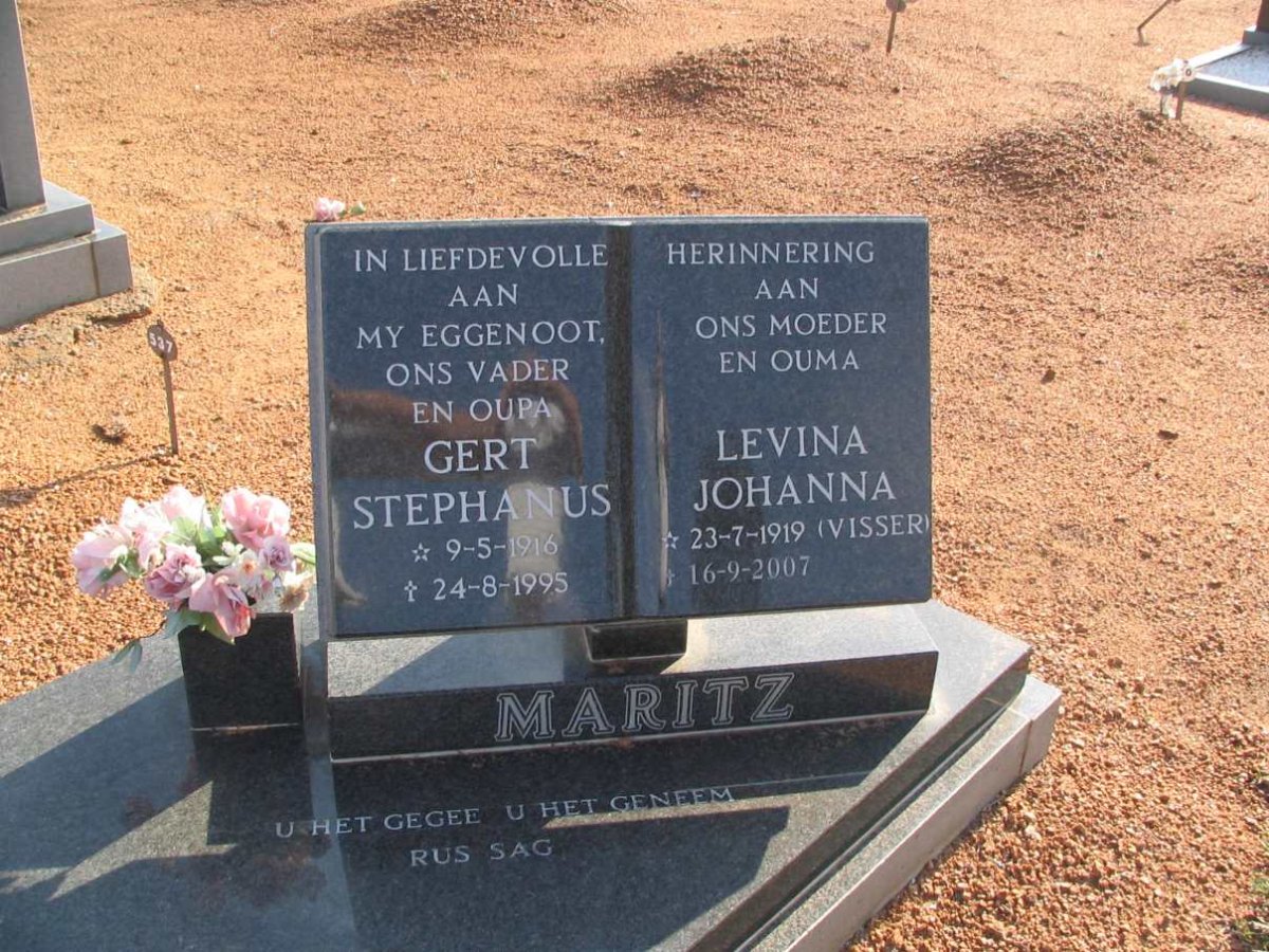 MARITZ Gert Stephanus 1916-1995  Levina Johanna VISSER 1919-2007