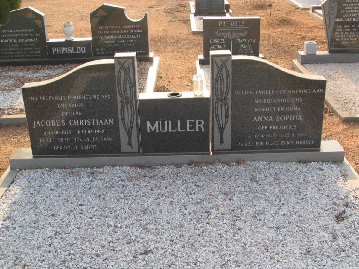 MüLLER Jacobus Christiaan 1918-1998 &amp; Anna Sophia PRETORIUS 1909-1985
