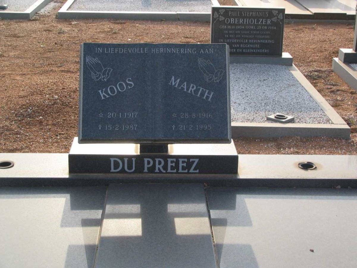 PREEZ Koos, du 1917-1987 &amp; Marth 1916-1995