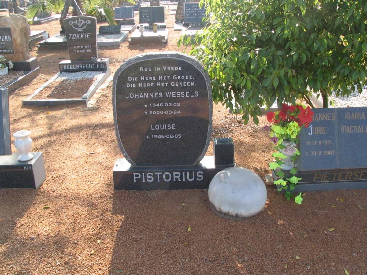 PISTORIUS Johannes Wessels 1946-2000 &amp; Louise 1946-