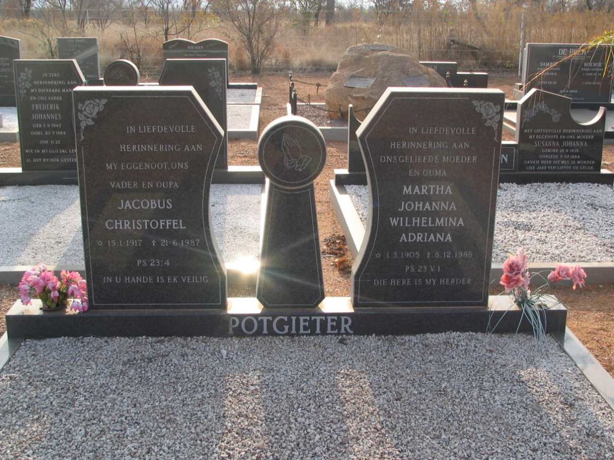 POTGIETER Jacobus Christoffel 1917-1987 &amp; Martha Johanna Wilhelmina Adriana 1905-1988