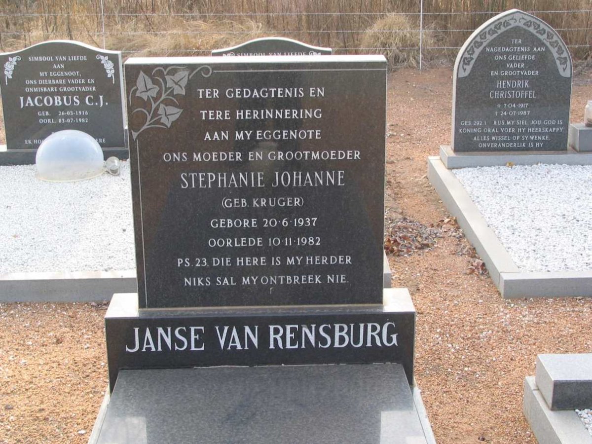 RENSBURG Stephanie Johanne, Janse van nee KRUGER 1937-1982