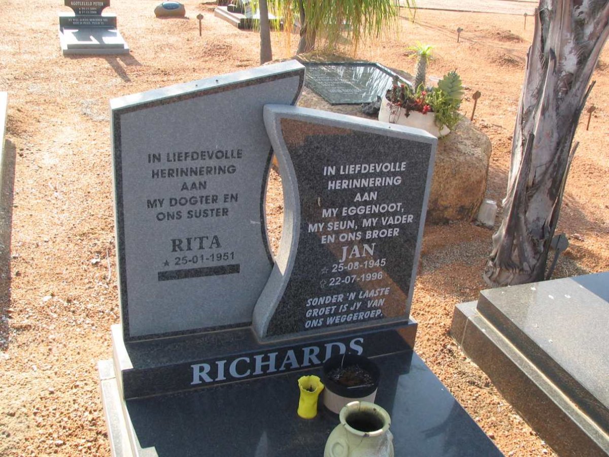 RICHARDS Jan 1945-1996 &amp; Rita 1951-
