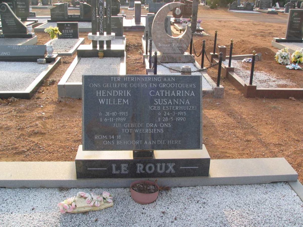 ROUX Hendrik Willem, le 1915-1989 &amp; Catharina Susanna ESTERHUIZEN 1915-1990