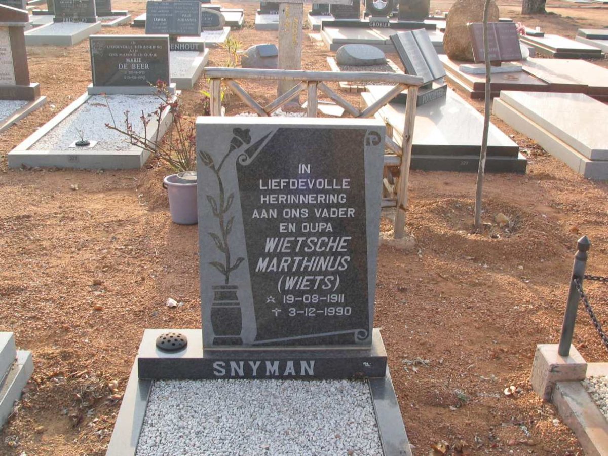 SNYMAN Wietche Marthinus 1911-1990