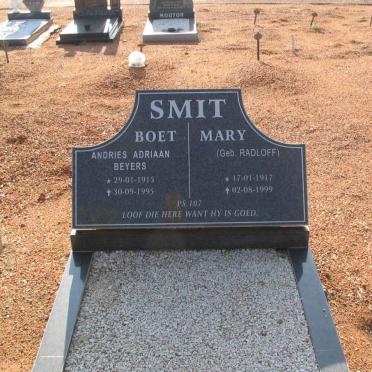 SMIT Andries Adriaan Beyers 1915-1995 &amp; Mary RADLOFF 1917-1999