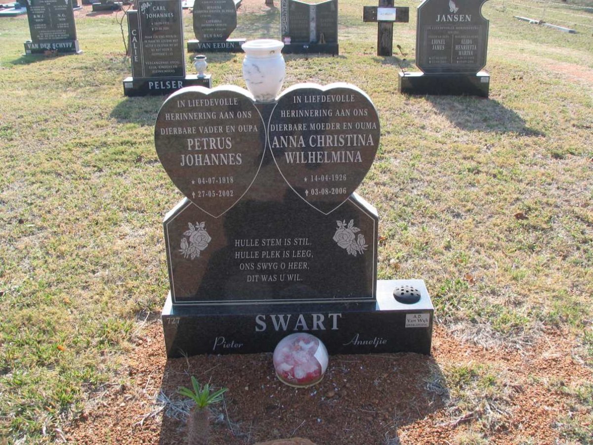 SWART Petrus Johannes 1918-2002 &amp; Anna Christina Wilhelmina 1926-2006