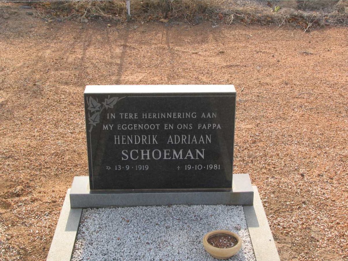 SCHOEMAN Hendrik Adriaan 1919-1981
