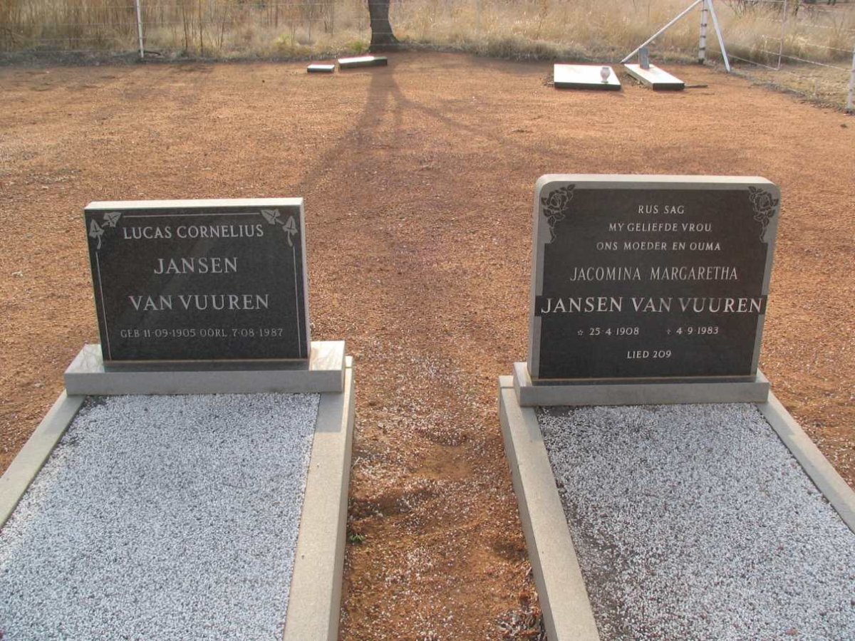 VUUREN Lucas Cornelius, Jansen van 1905-1987 &amp; Jacomina Margaretha 1908-1983