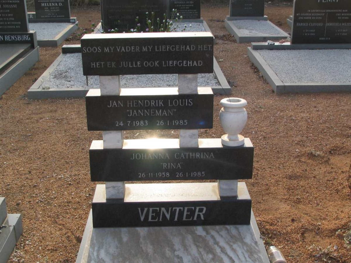 VENTER Jan Hendrik Louis 1983-1985 :: VENTER Johanna Catrina 1958-1985