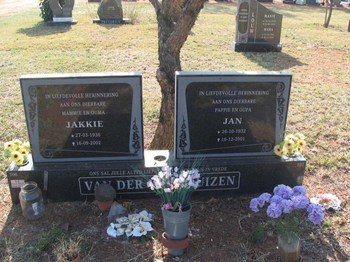 WESTHUIZEN Jan, van der 1932-2001 &amp; Jakkie 1936-2002