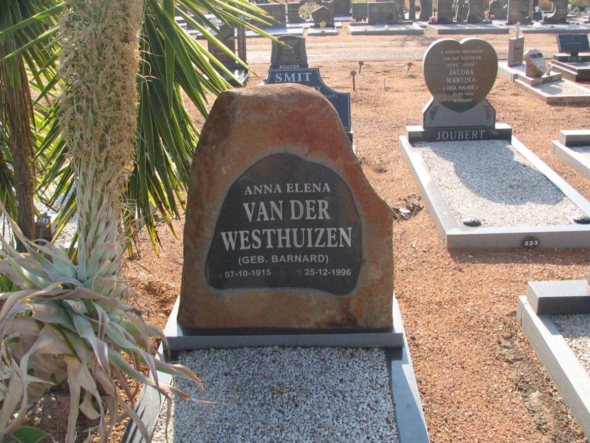 WESTHUIZEN Anna Elena, van der nee BARNARD 1915-1996