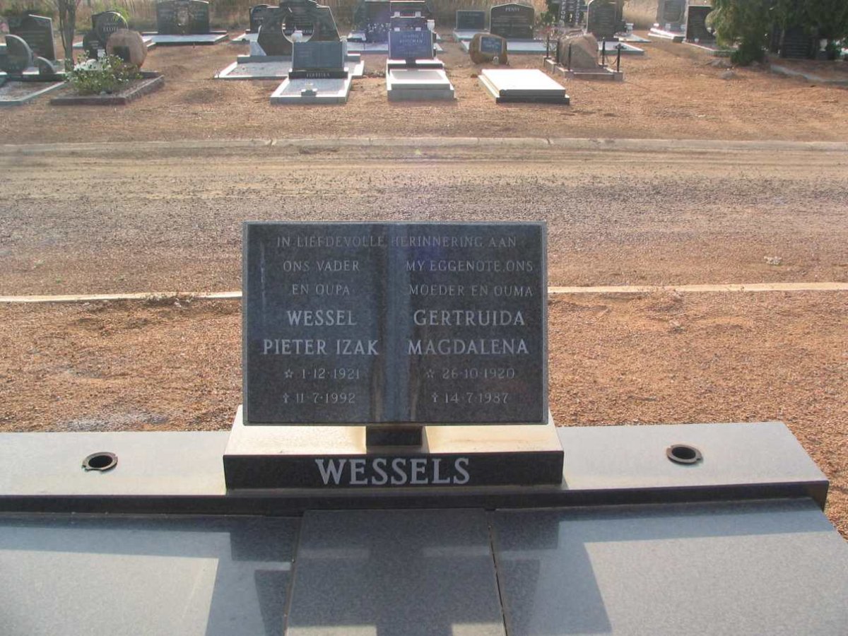 WESSELS Wessel Pieter Izak 1921-1992 &amp; Gertruida Magdalena 1920-1987