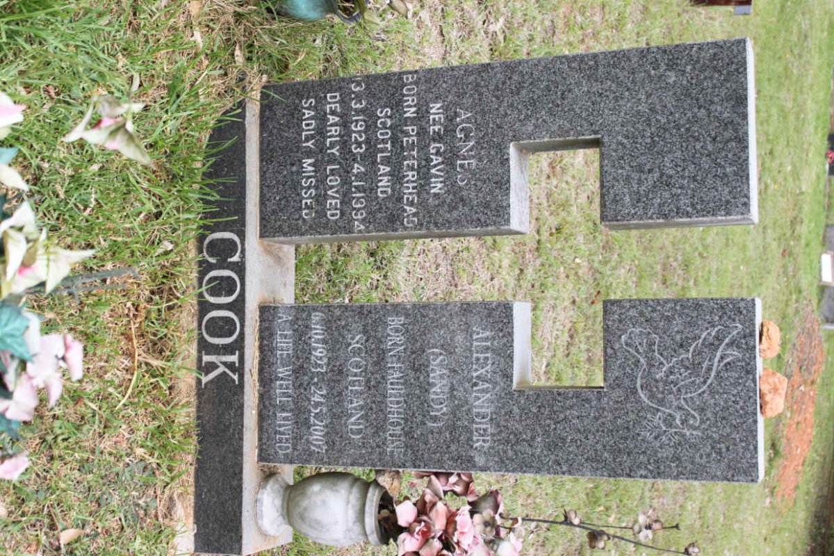 COOK Alexander 1923-2007 &amp; Agnes GAVIN 1923-1994