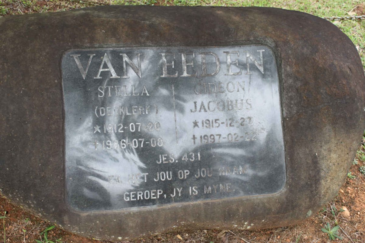 EEDEN Gideon Jacobus, van 1915-1997 &amp; Stella DE KLERK 1912-1986