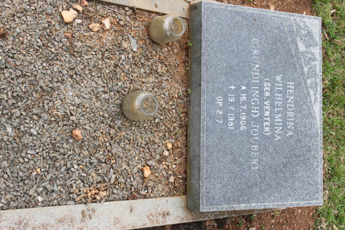 JOUBERT Hendrina Wilhelmina formerly GRUNDLINGH nee VENTER 1906-1981