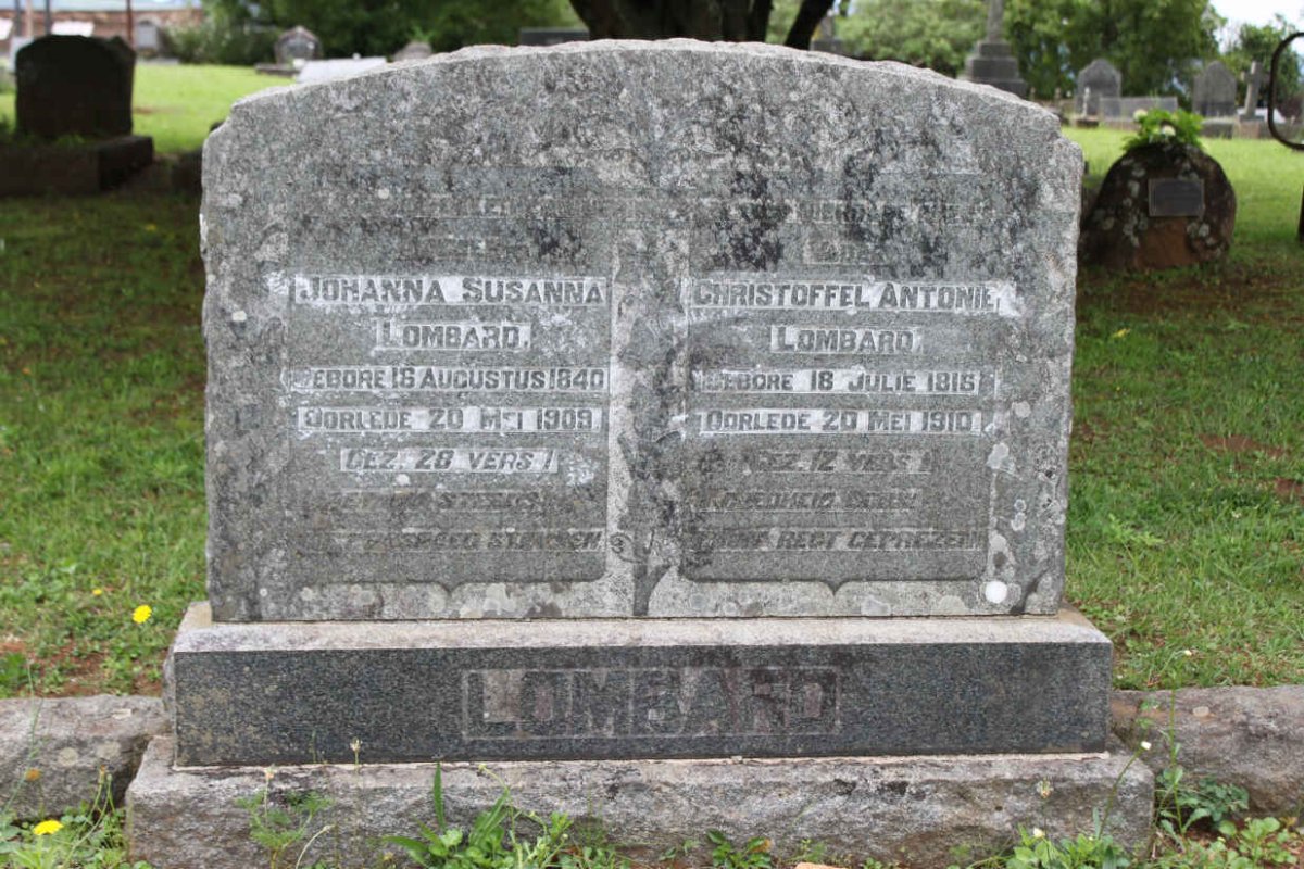 LOMBARD Christoffel Antonie 1816-1910 &amp; Johanna Susanna 1840-1909
