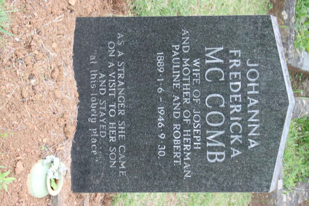 McCOMB Johanna Fredericka 1889-1946