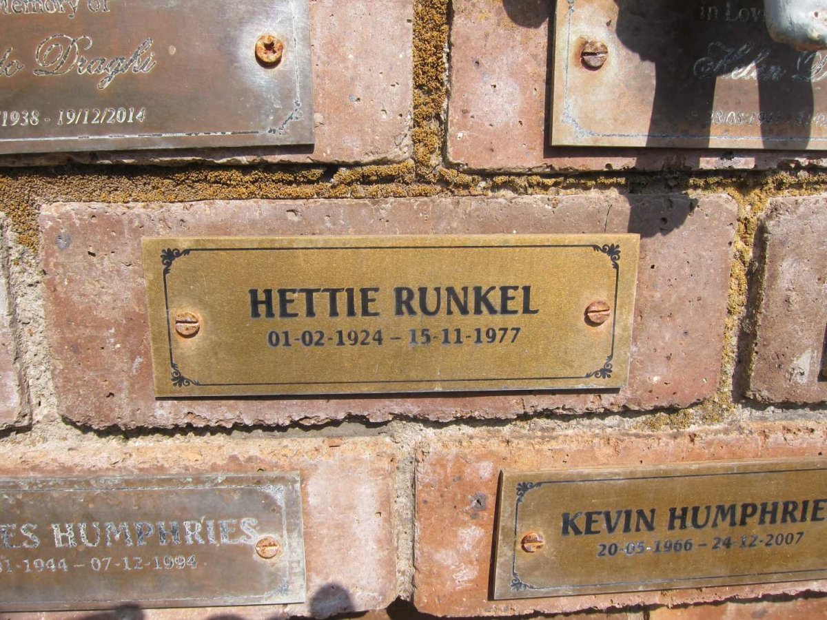 RUNKEL Hester Antoinette Francina 1924-1977