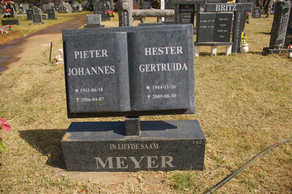MEYER Pieter Johannes 1943-2006 &amp; Hester Gertruida 1944-2009